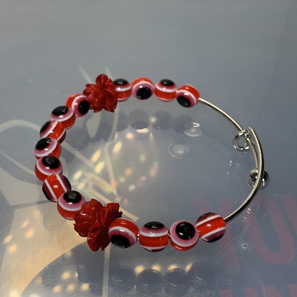 EVIL EYE NATURAL BRACELET 6cm diameter up to 7.5cm - Picture 2 of 4